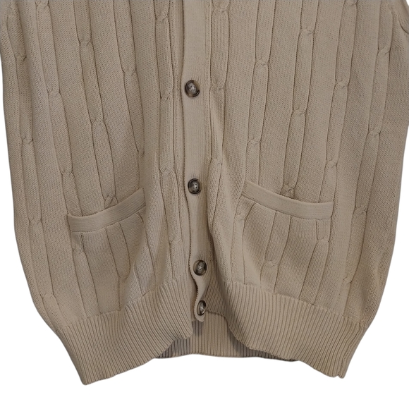 Vtg LA Mode Sweater Vest Button Up Fisherman Size XL Cream Knit Chandler 90s Y2K - Picture 4 of 8